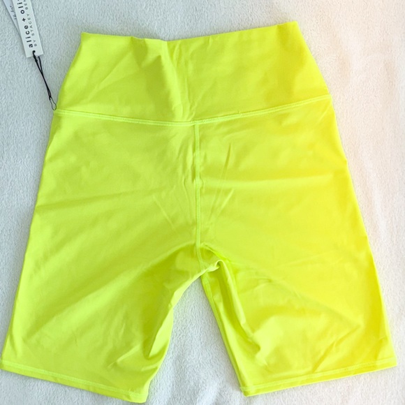 Alice + Olivia NWT Women's Neon Key Lime Aaron High-Rise Biker Shorts XL - Picture 7 of 8